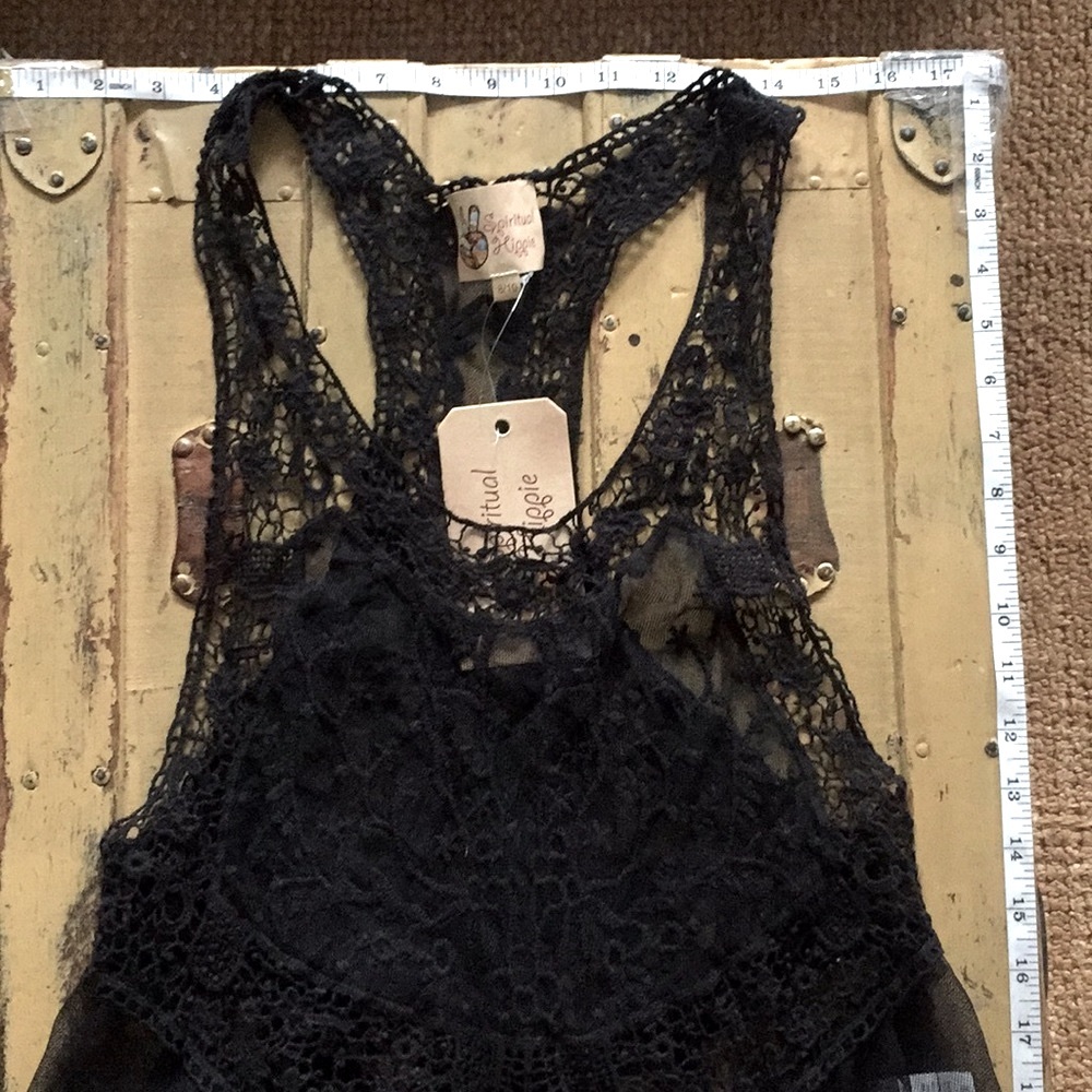 ASOS SPIRITUAL HIPPIE STRETCH BOHO OVERSIZED TOP SHEER LACE TANK TOP M 8 10 - Picture 9 of 17